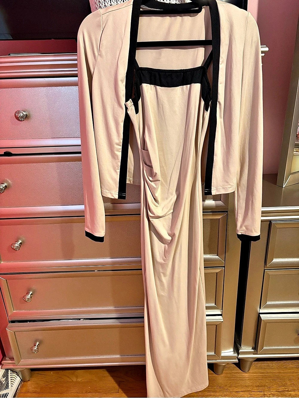 Nude & Black Maxi Dress Like New